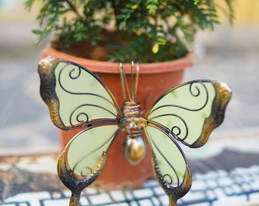 Glass Wing Glow in the Dark Dragonfly Butterfly Pot Hanger