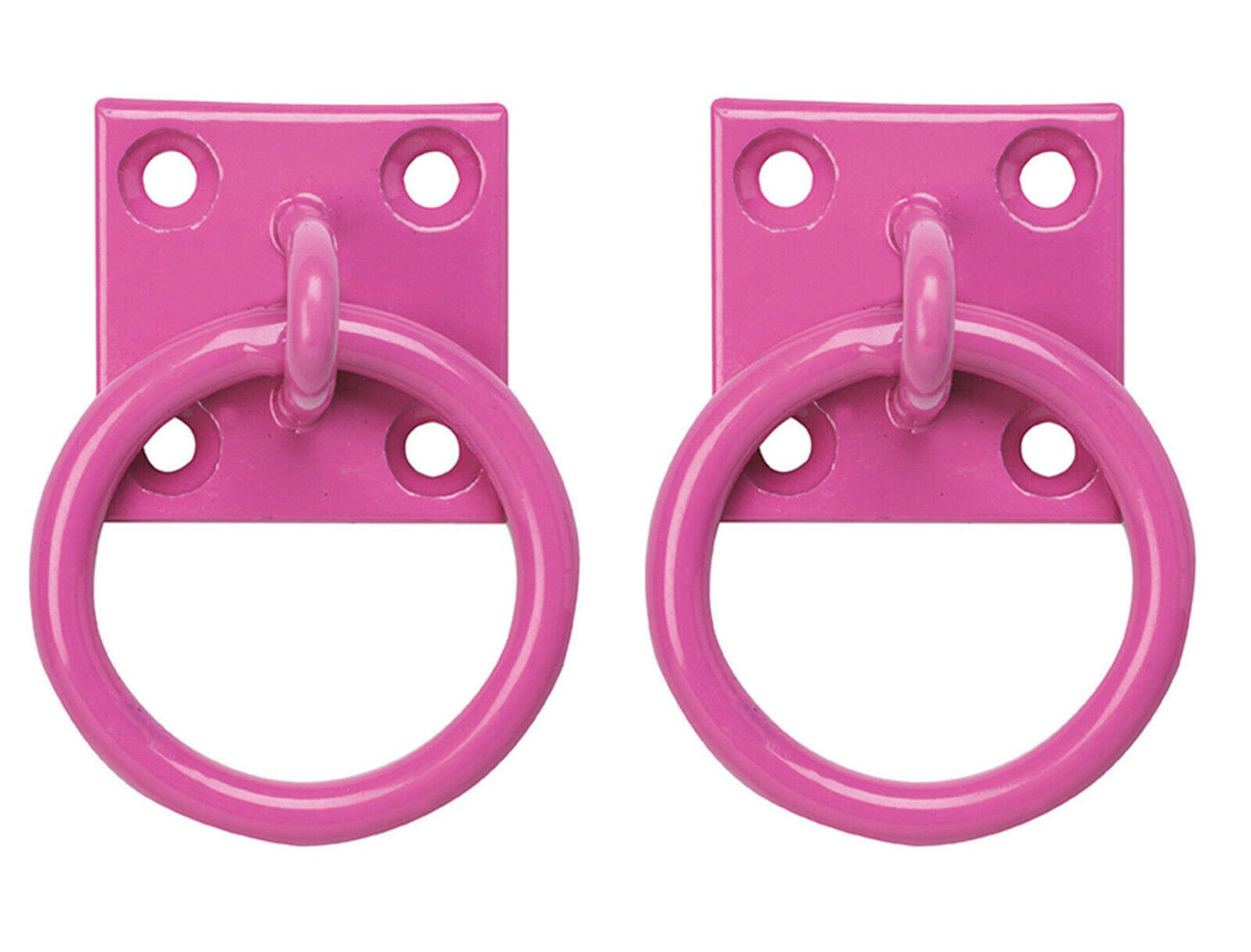 Perry Equestrian 2 Pack Tie Ring on 50mm Plate Stable Tie Up Ring Horse Pony