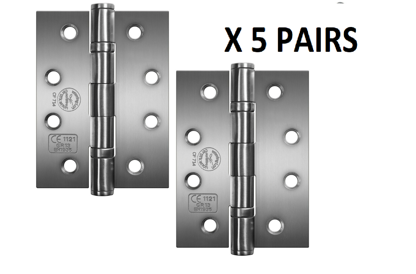 PERRY SATIN 100mm Stainless Steel Ball Bearing Fire Door Hinges Grade 11 D11