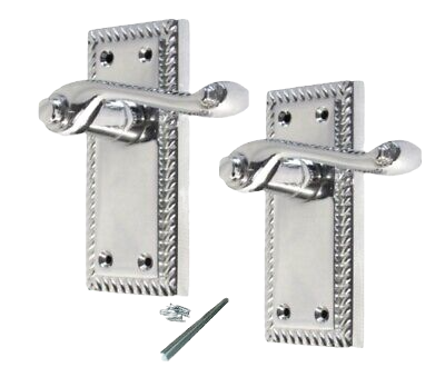 Door Handles Chrome Stylish Georgian Lever Latch Roped Edge Handles 1 - 10 Pairs