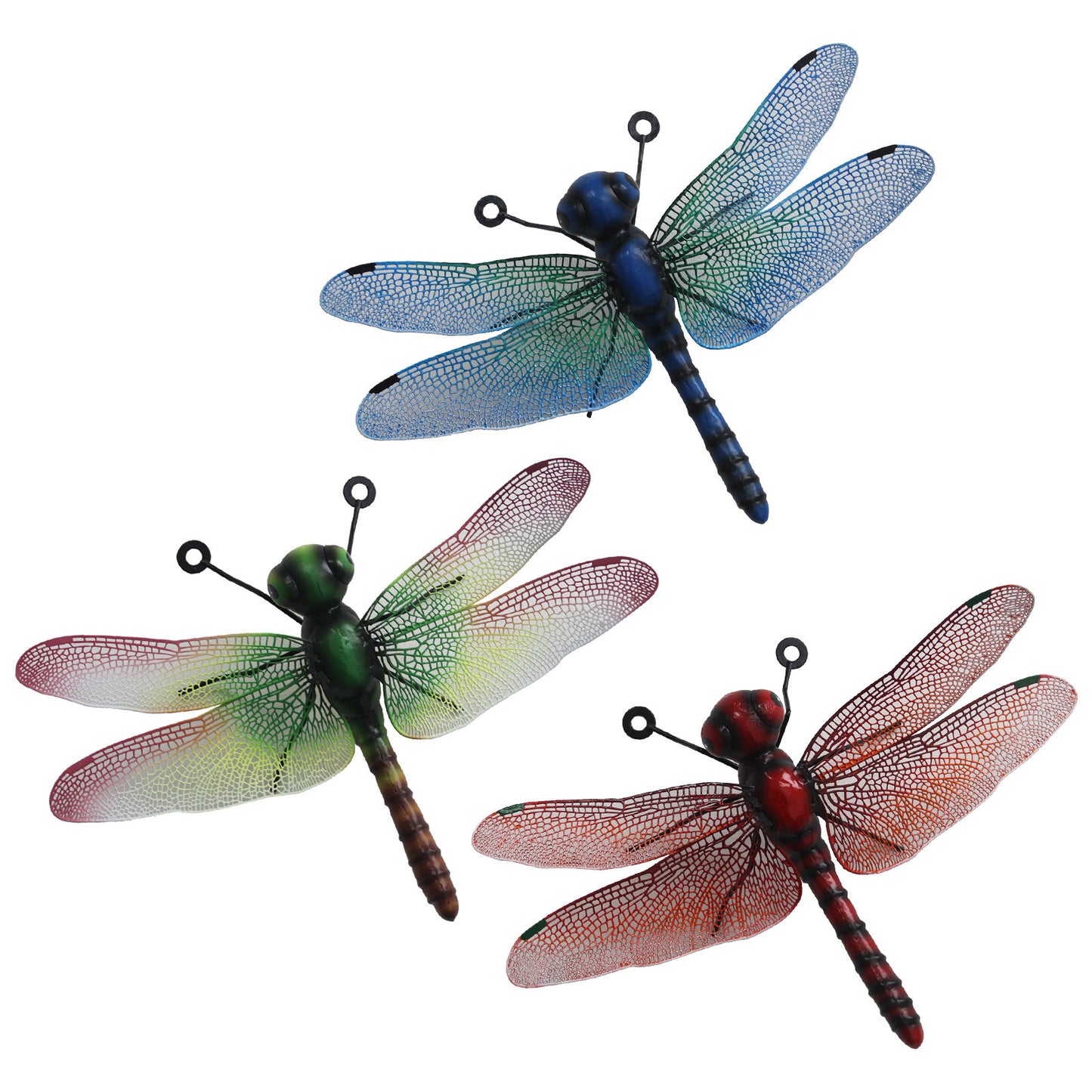 Metal Dragonfly Wall Art - Green, Blue & Red