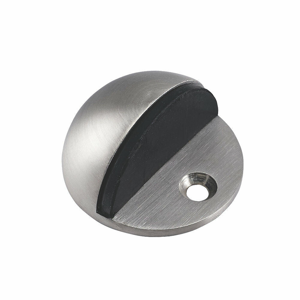 Door stopper: 4x Oval Satin and black rubber Interior Floor mounted Doorstop D1