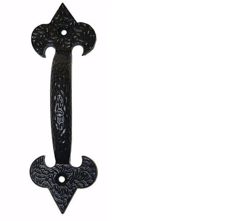 4" Old Hill Fleur De Leys Door Pull Handles Antique Doors Gates Sheds Black
