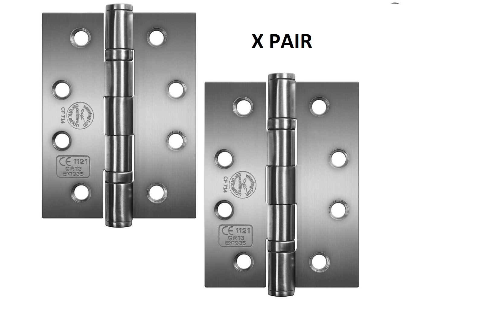 PERRY SATIN 100mm Stainless Steel Ball Bearing Fire Door Hinges Grade 11 D11