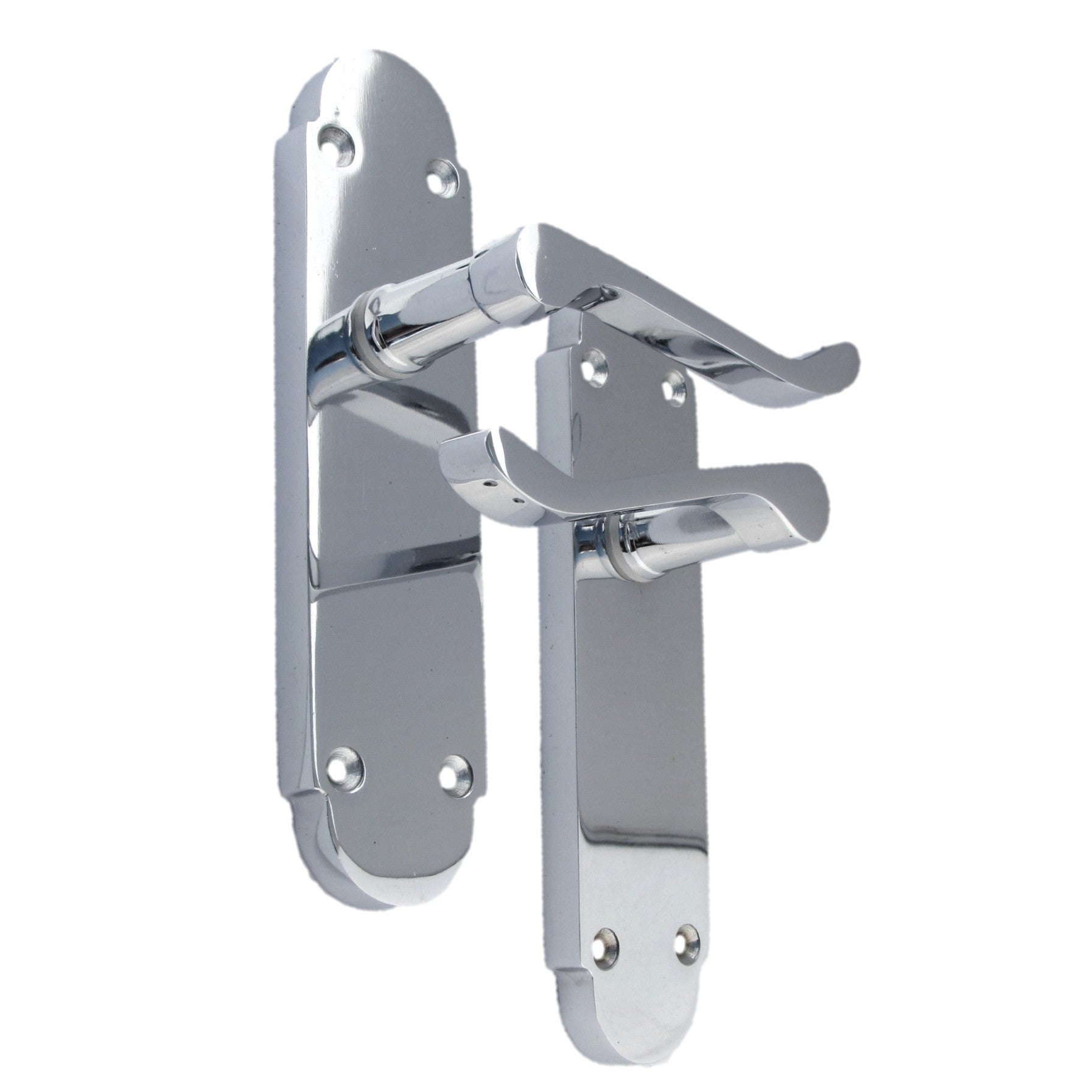 Scroll Door Handles with Hinges and Latch - Polished Chrome