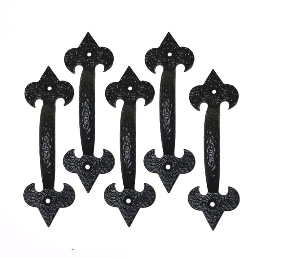 4" Old Hill Fleur De Leys Door Pull Handles Antique Doors Gates Sheds Black