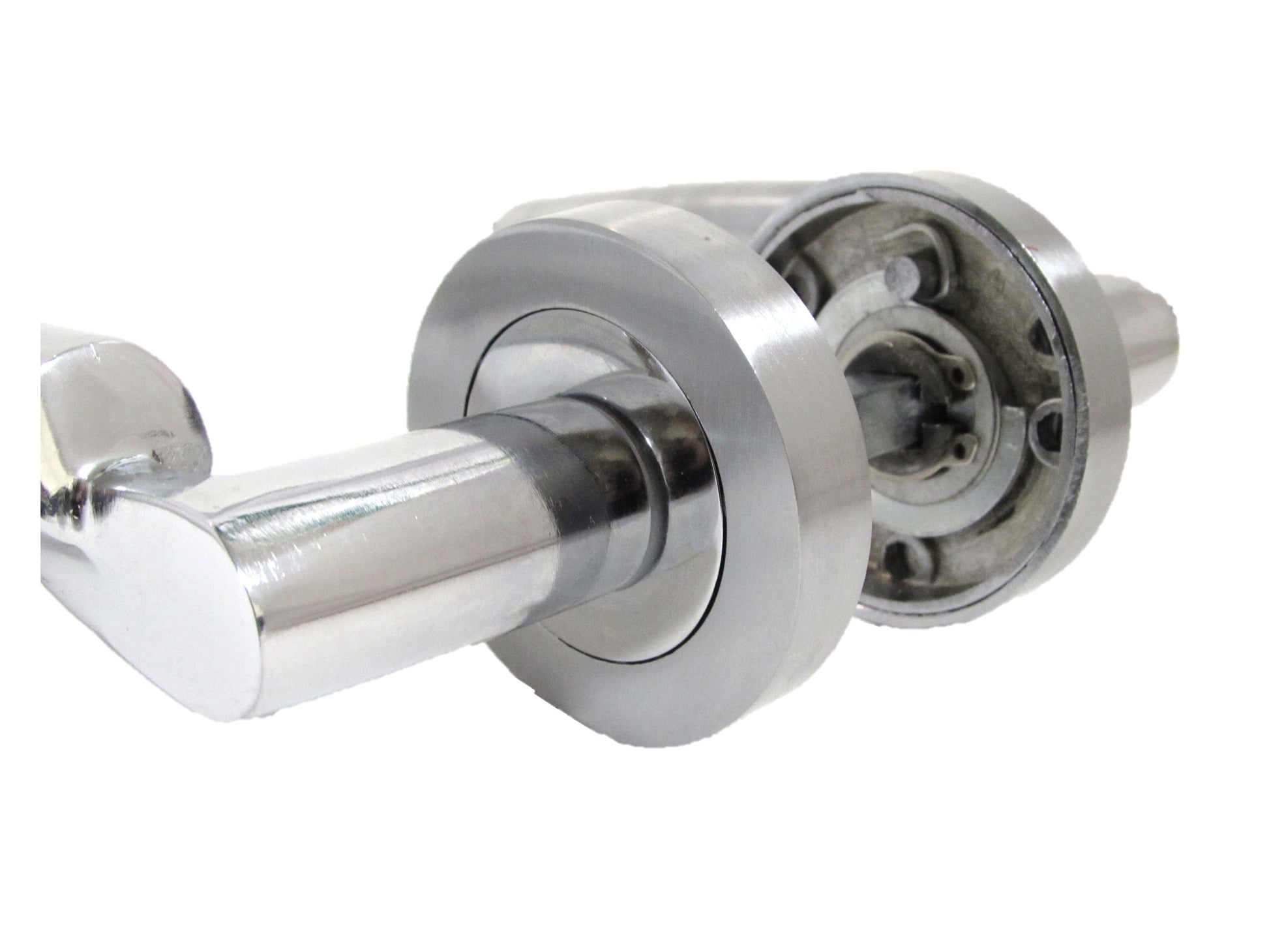 Modern Fresh Chrome Duo Verona Style Curved on Round Rose Lever Door Handles  D1