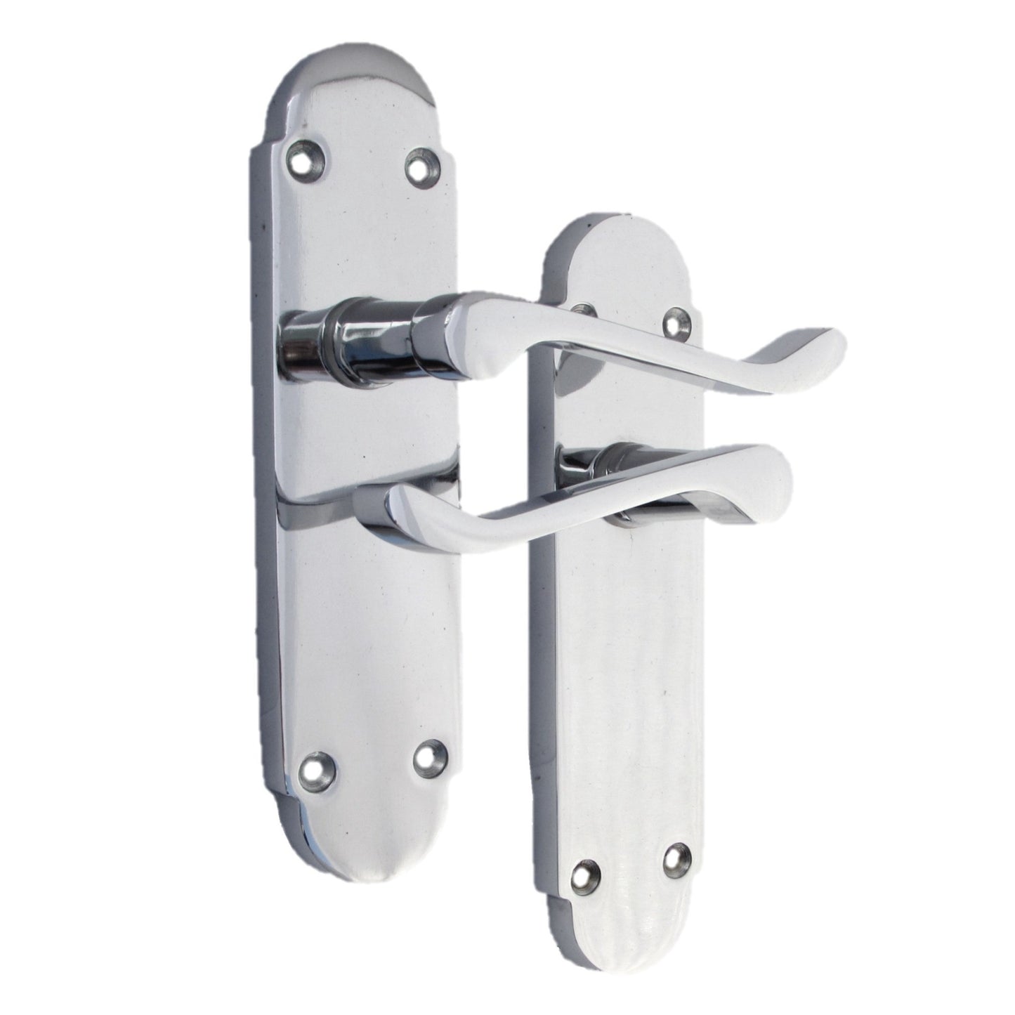 Scroll Door Handles with Hinges and Latch - Polished Chrome