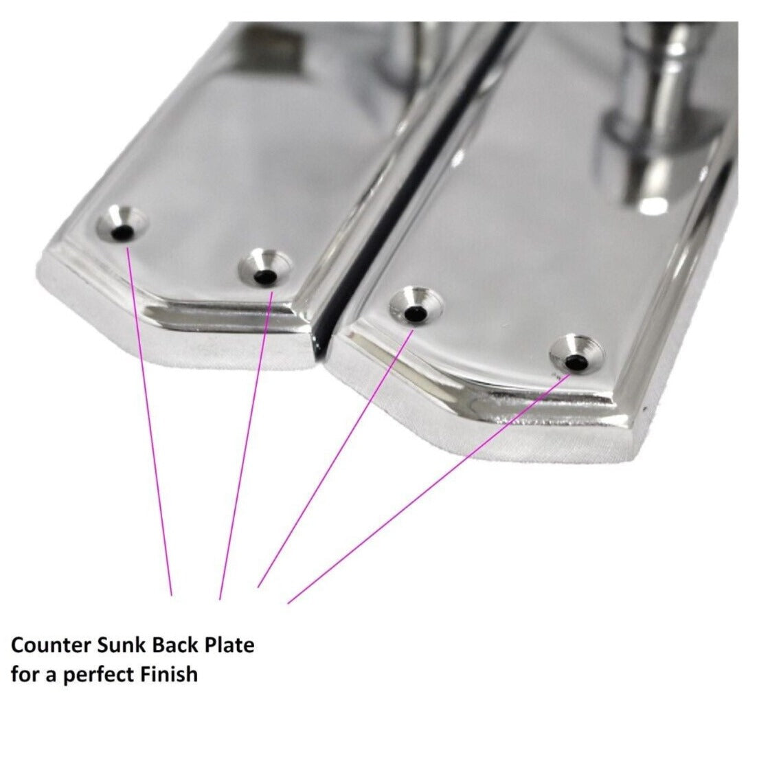 Polished Chrome Stellar Door Handles On Backplate Latch Lock Bathroom Handles