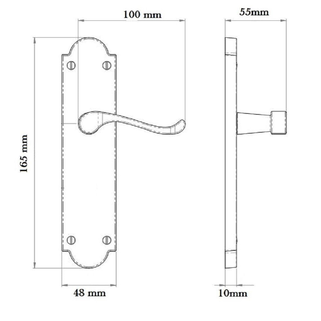 MODERN Chrome Scroll Bathroom Lock Door Handles Ashford Ashworth Style D1