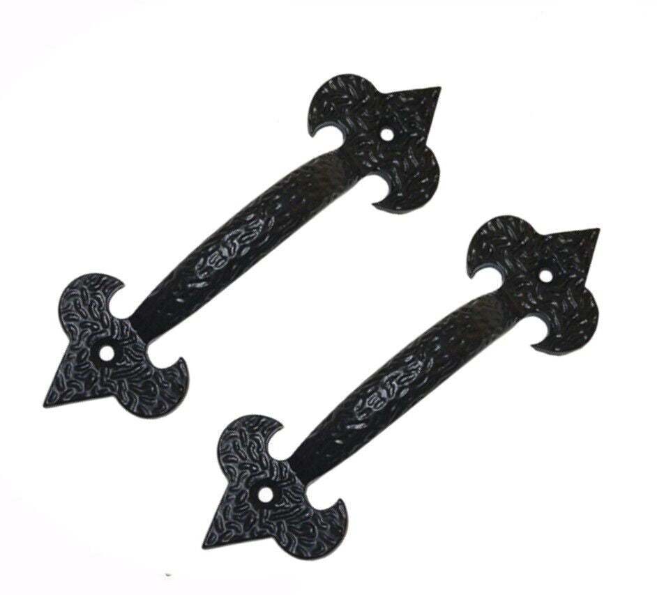 4" Old Hill Fleur De Leys Door Pull Handles Antique Doors Gates Sheds Black