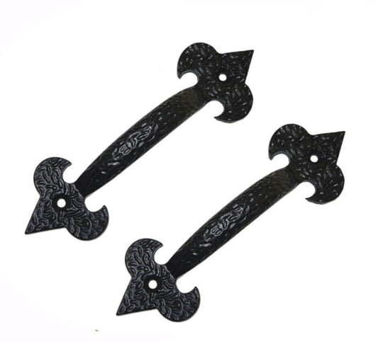 4" Old Hill Fleur De Leys Door Pull Handles Antique Doors Gates Sheds Black