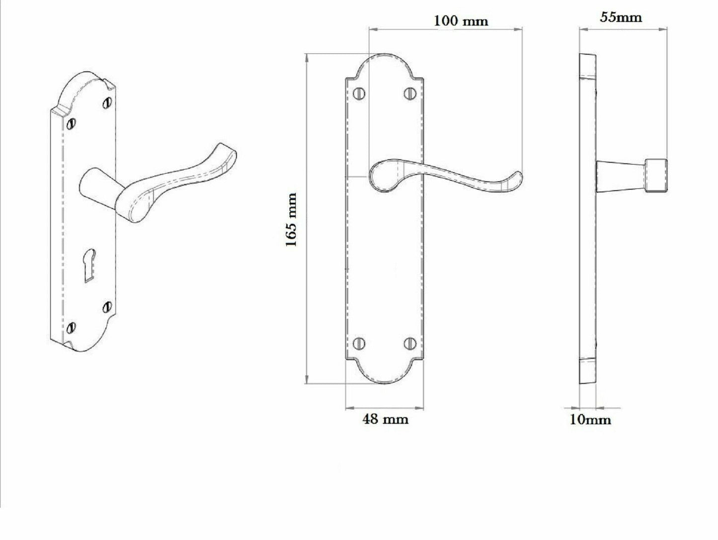 Latch Door Handles Brass Finish Ashford Style Ashworth Interior Scroll Lever D1