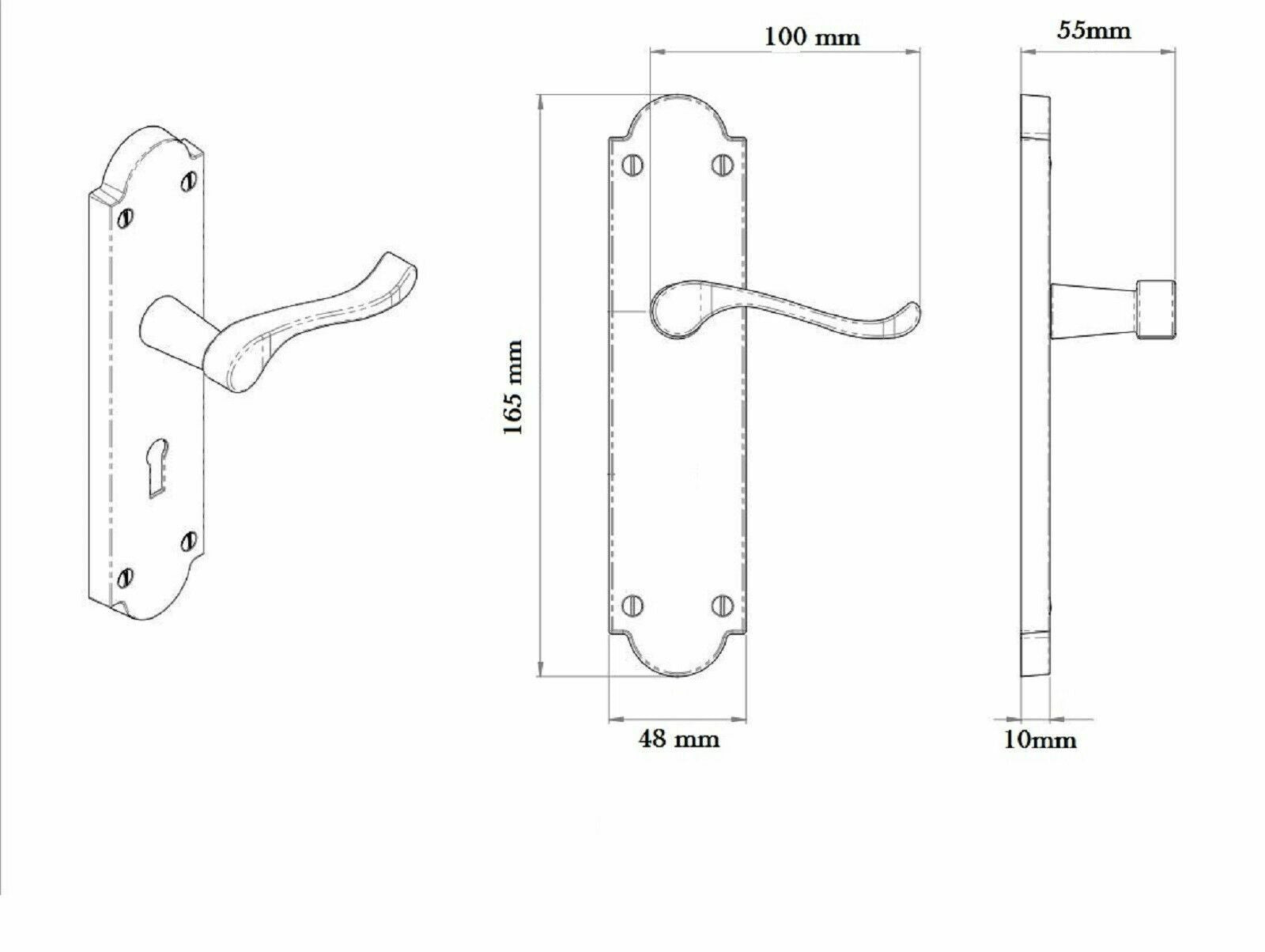 Latch Door Handles Brass Finish Ashford Style Ashworth Interior Scroll Lever D1