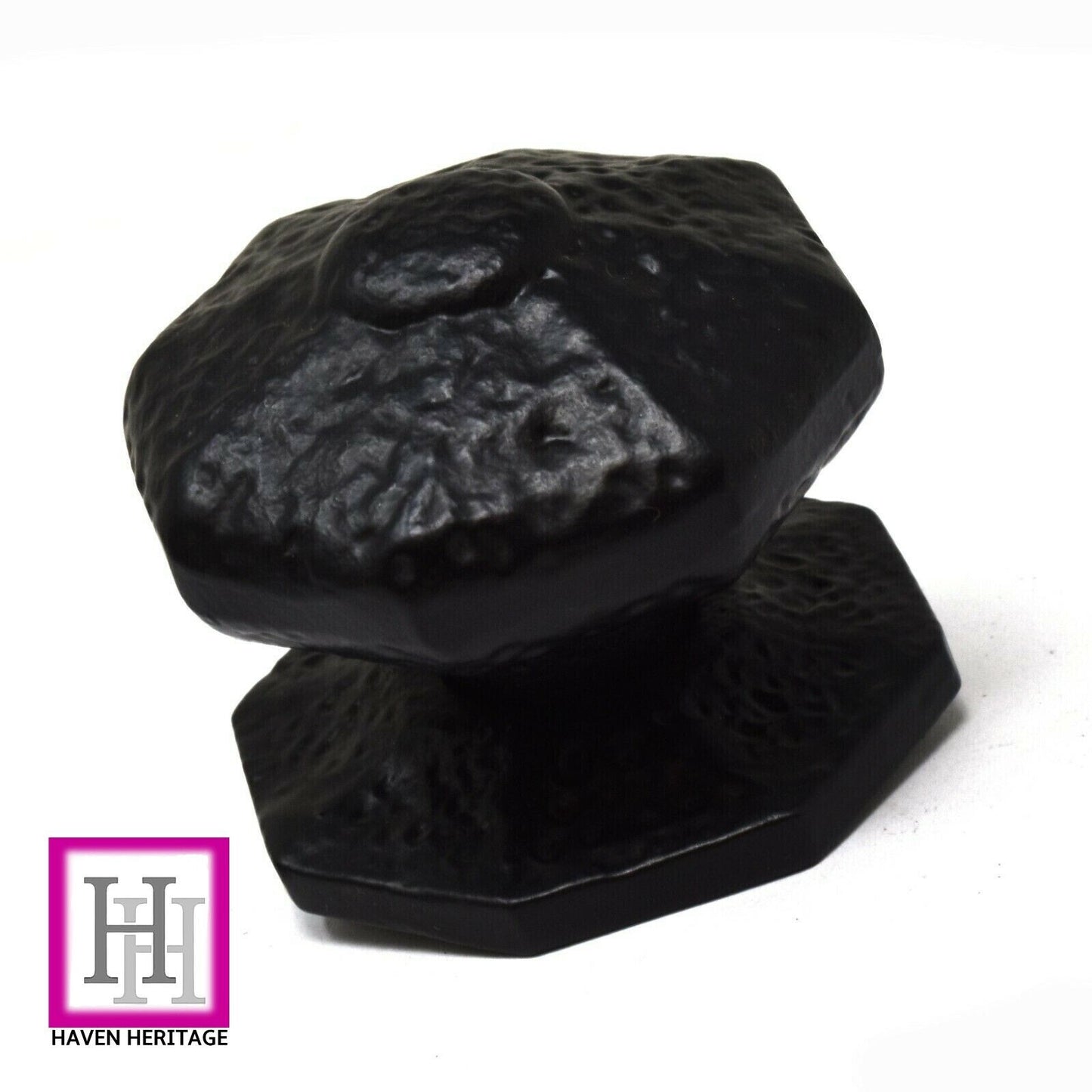 OCTAGONAL Centre Door KNOB Premium Black Antique CAST IRON Pull incl Fittings