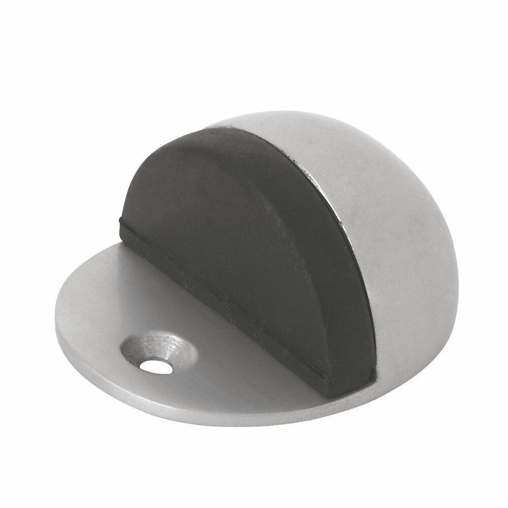 Door stopper: 4x Oval Satin and black rubber Interior Floor mounted Doorstop D1