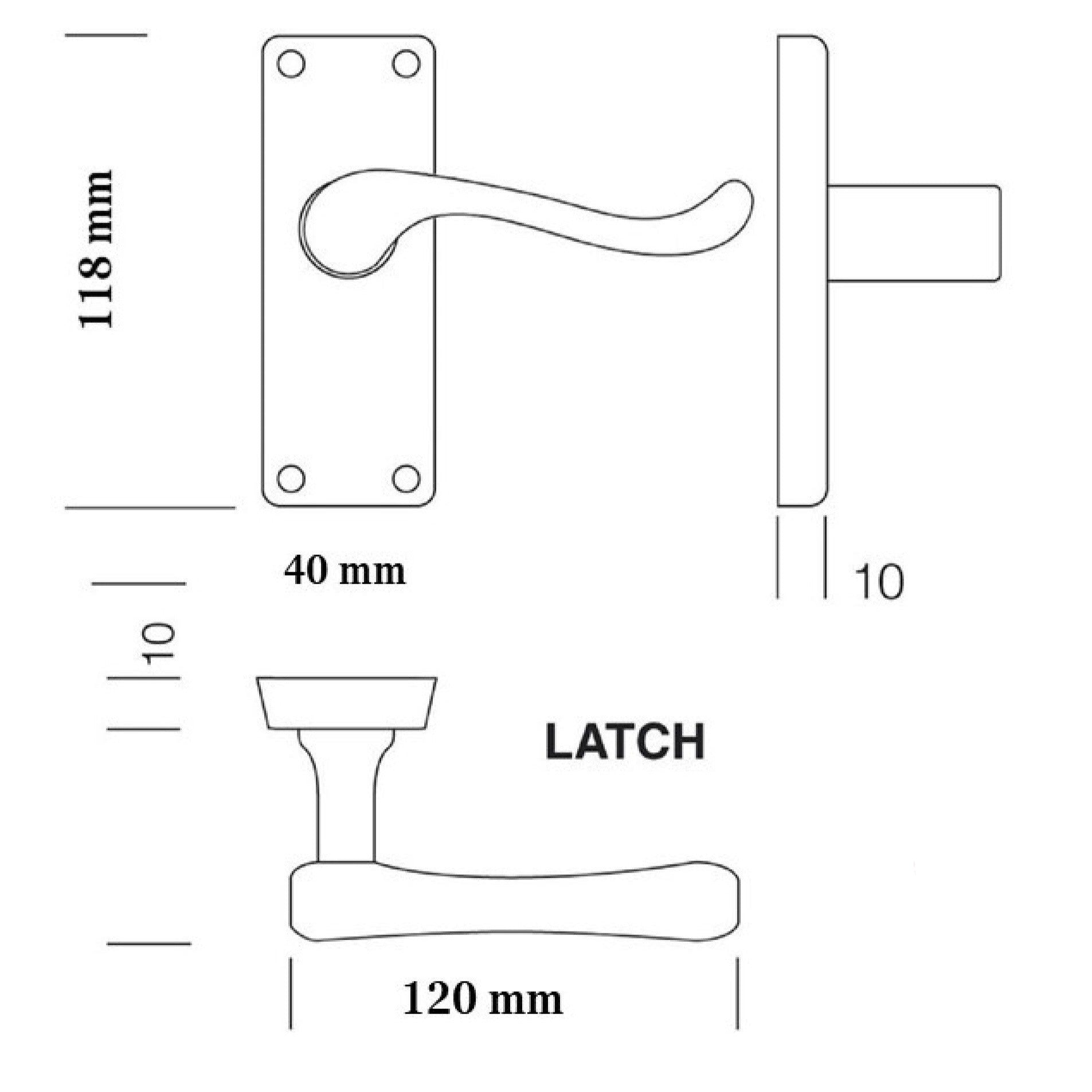 Modern Victorian Scroll Matt black Door Handles Bath Lock Latch Privacy