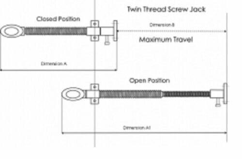 Satin Window Screw Jack Skylights 300mm TWIN THREAD D1