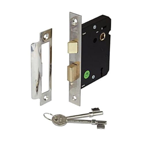 3 LEVER MORTICE INTERNAL SASH DOOR LOCK 2.5 INCH brass & Chrome plate