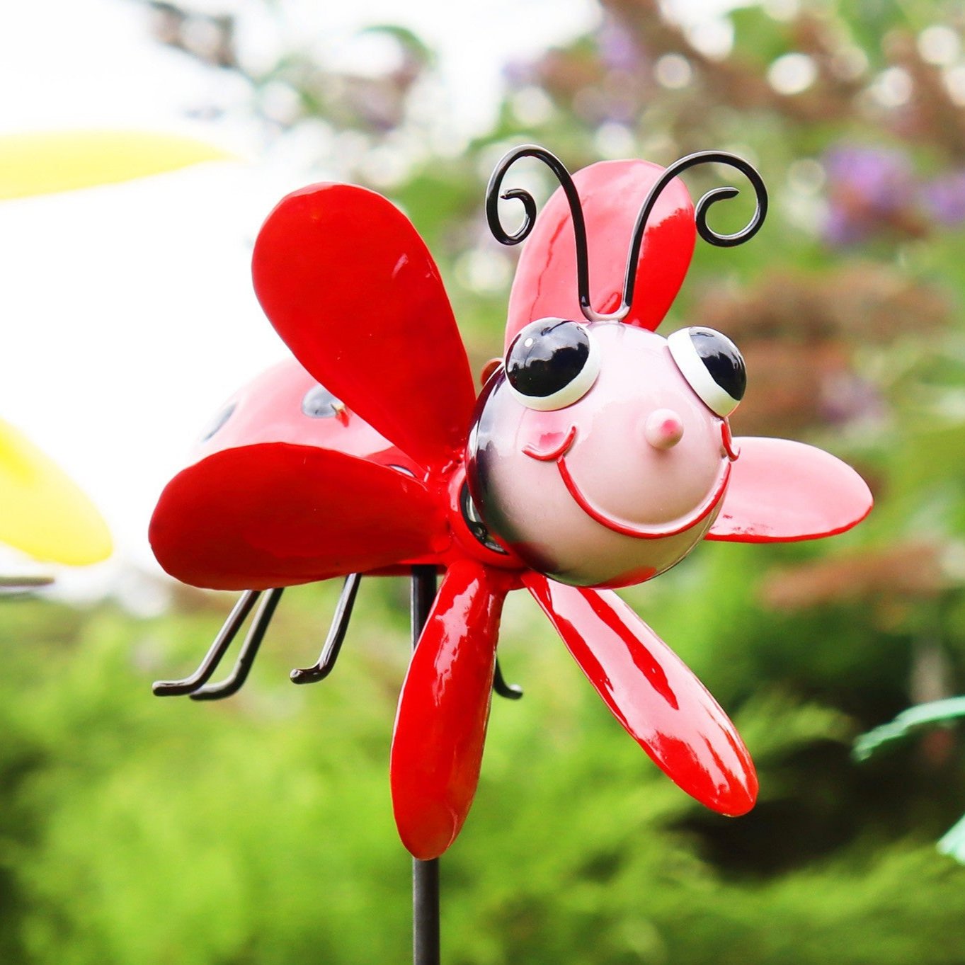 Metal Spinning Lady Bird Garden Stake