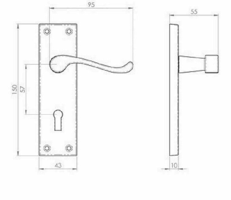 Lever Lock Door Handles Matt Black Finish Modern Victorian Scroll 1 - 5 Pairs