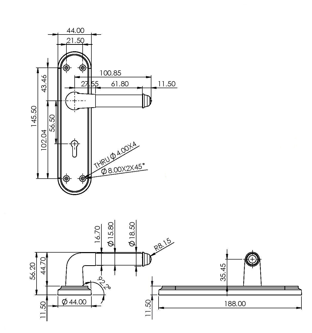 Door Handles Chrome Satin Two Tone Interior Lever LOCK Marina Deluxe Modern D1