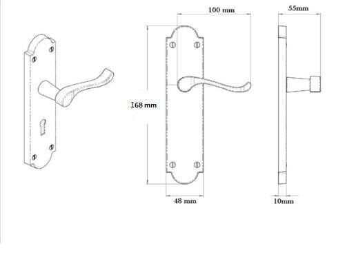 Door Handles Matt Black Finish Scroll Lock Ashford Ashworth Style + Lock & Keys