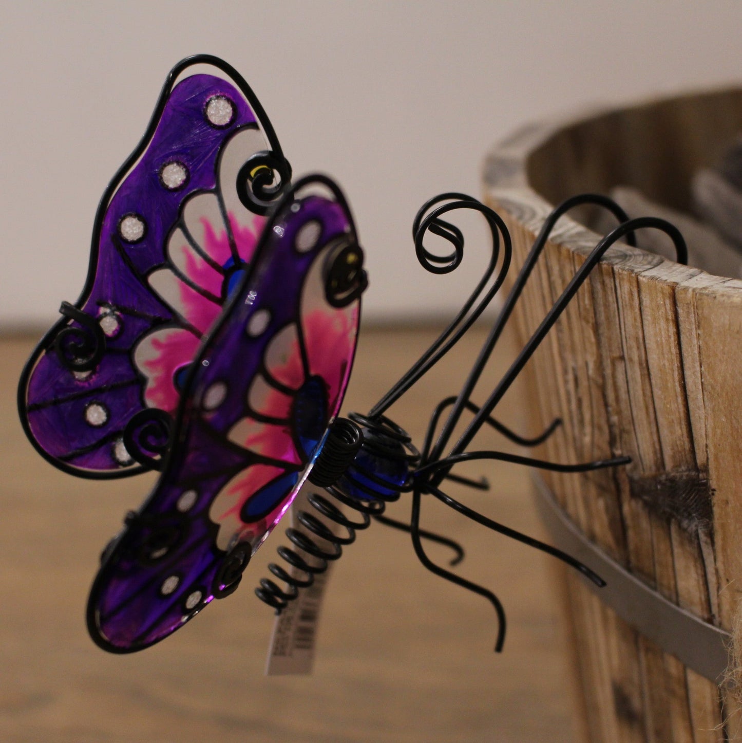 Glass Wing Spring-tail Butterfly Pot Hanger - Blue, Pink, Purple & Yellow