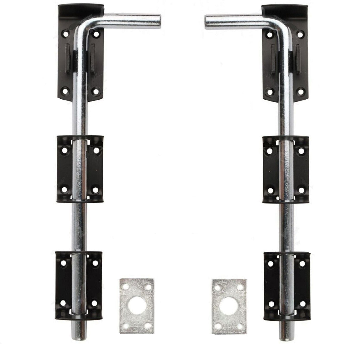 Pair of Black Zinc Stable Drop Bolts for Gates & Sheds 12" / 15" / 18" / 24"