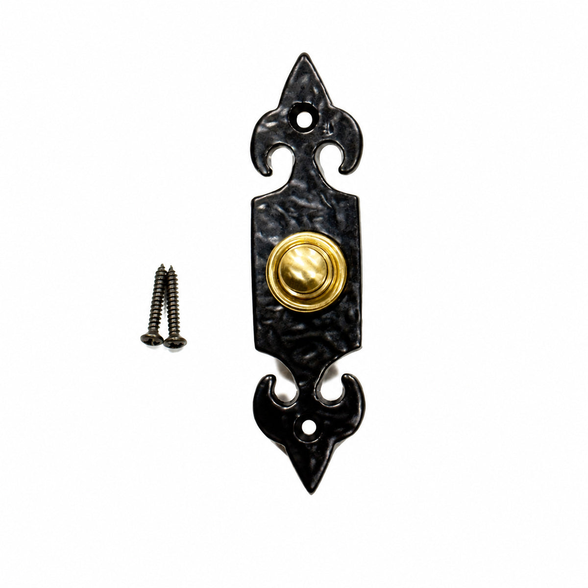 Black Antique Fleur de Lys Door Bell Push 120mm x 30mm product image 1