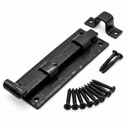 Hand Forged Fishtail Door Bolt 150mm Black Beeswax product image 1