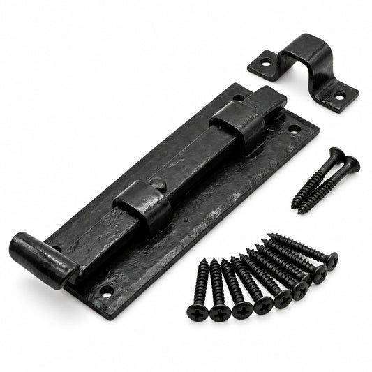 Hand Forged Fishtail Door Bolt 150mm Black Beeswax product image 1