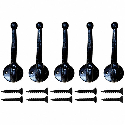 Black Cast Iron Designer Robe Hooks Pack of 5 product image 1