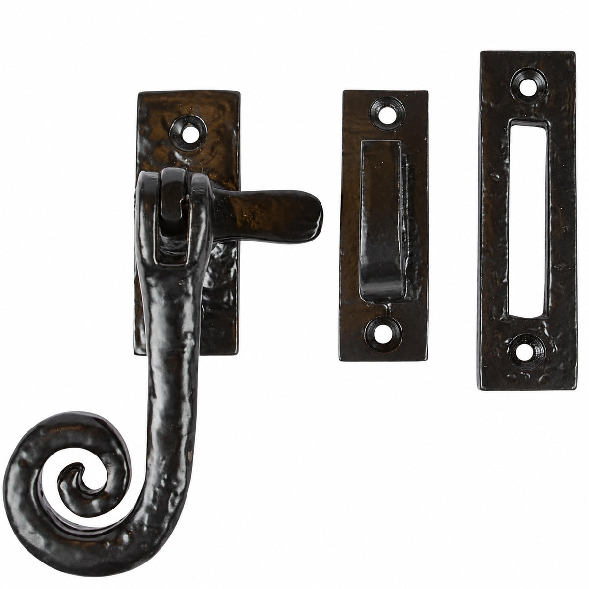 Black Antique Curly Tail Window Fastener 60mm x 25mm product image 1