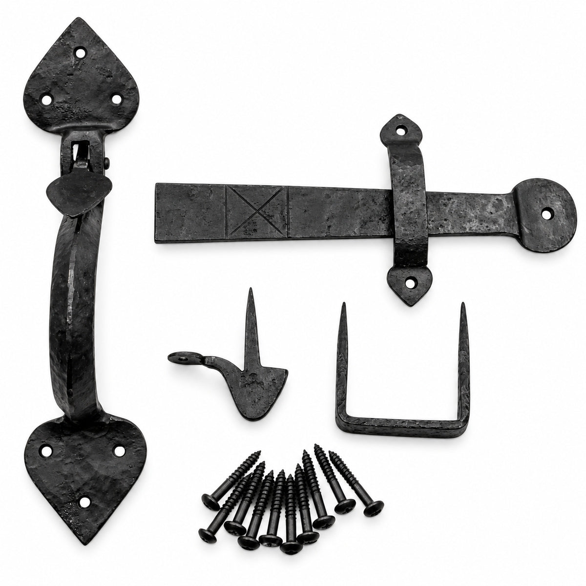 Hand Forged Gothic Thumb Latch Set Black Beeswax product image 1