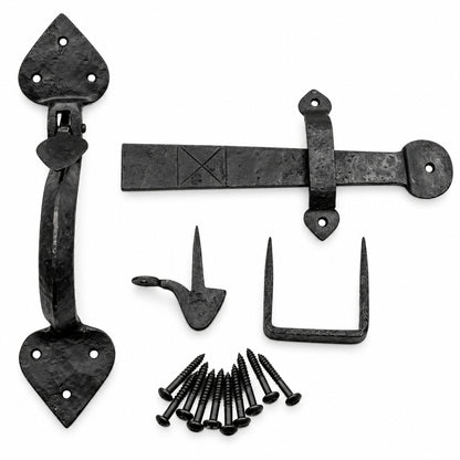 Hand Forged Gothic Thumb Latch Set Black Beeswax product image 1