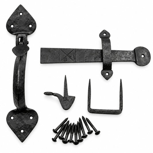 Hand Forged Gothic Thumb Latch Set Black Beeswax product image 1