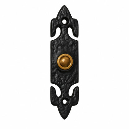 Black Antique Fleur de Lys Door Bell Push 120mm x 30mm product image 2