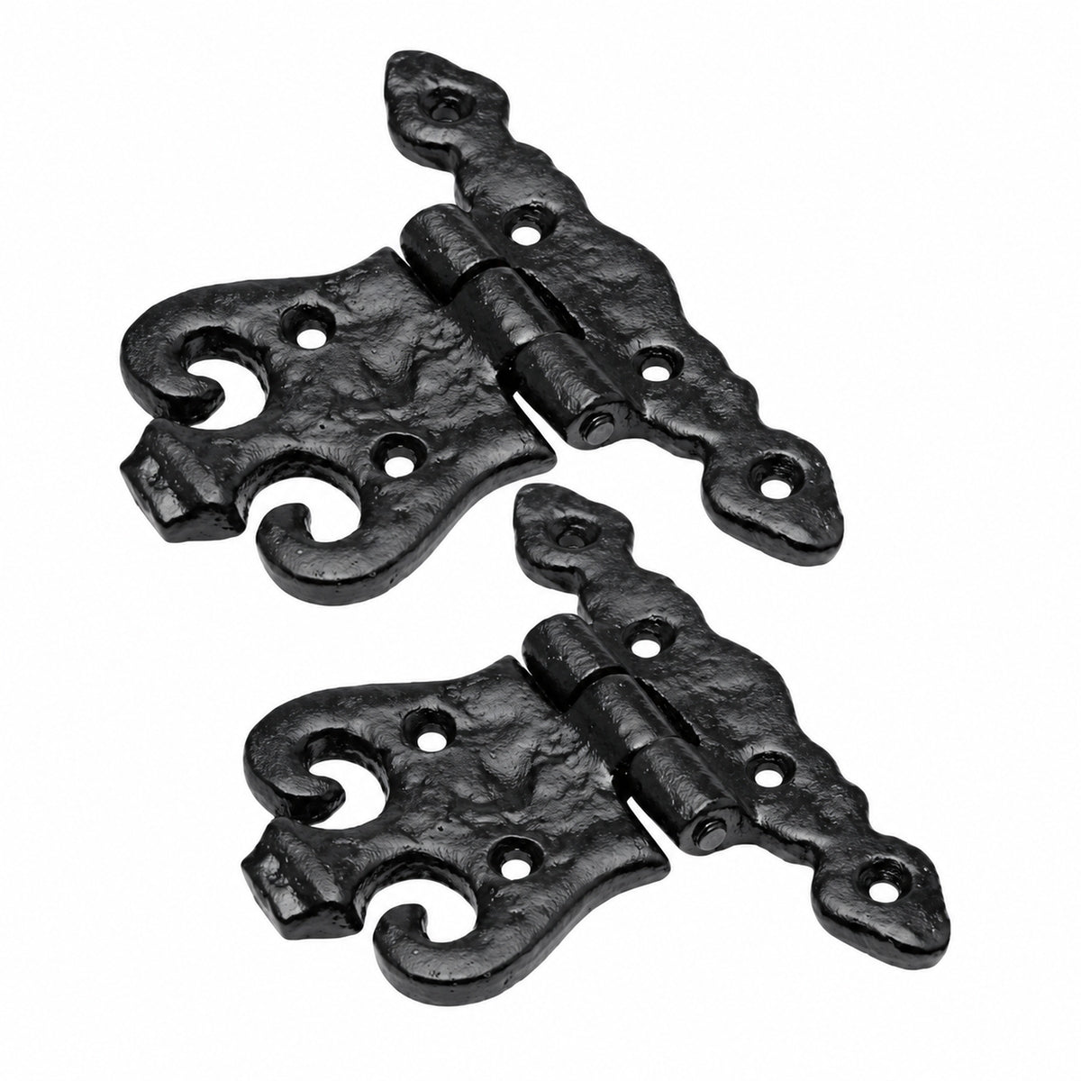 Black Antique Cast Iron Ornamental Unequal Hinges 110mm Pair product image 2