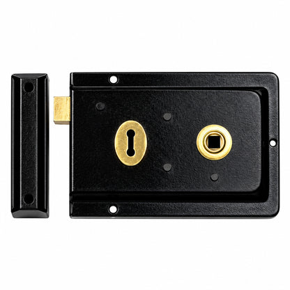 Traditional Rim Lock and Black Cast Iron Knob Set product image 2