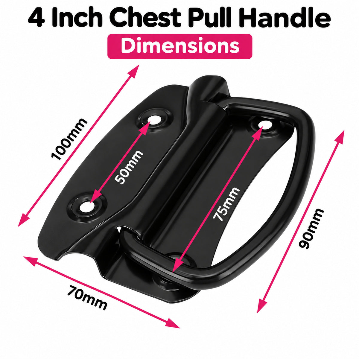 Black Steel Chest Pull Handle 100mm product image 2
