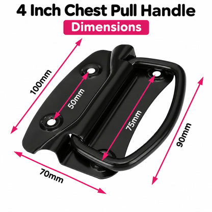 Black Steel Chest Pull Handle 100mm product image 2