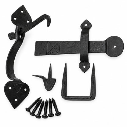 Hand Forged Gothic Thumb Latch Set Black Beeswax product image 2