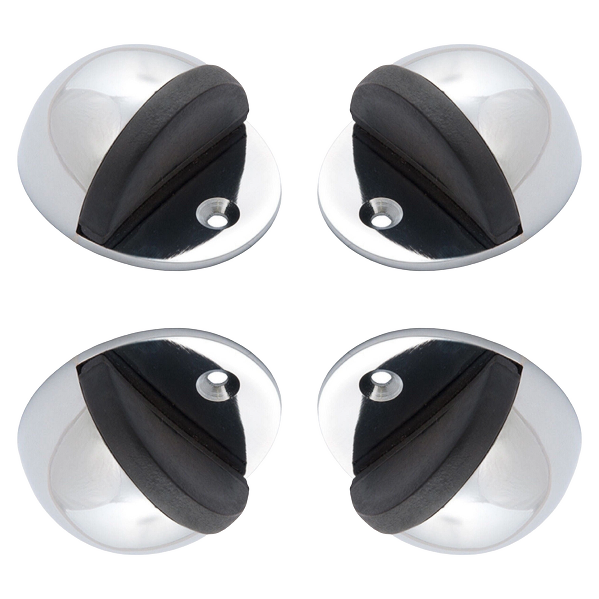 Oval Door Stop Polished Chrome Floor-Mounted Rubber Door Stop to Protect Walls