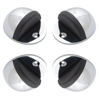 Oval Door Stop Polished Chrome Floor-Mounted Rubber Door Stop to Protect Walls