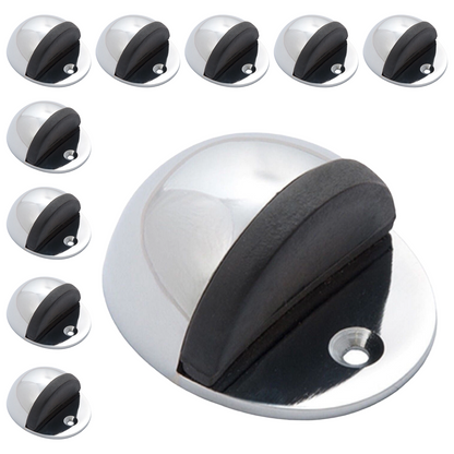 Oval Door Stop Polished Chrome Floor-Mounted Rubber Door Stop to Protect Walls