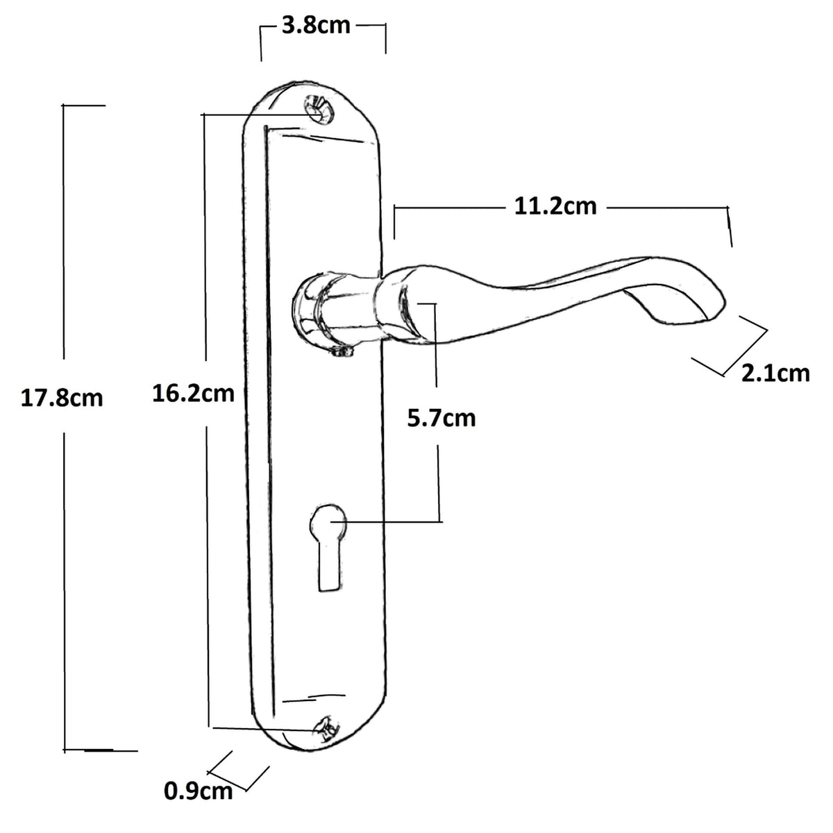 Marketplace JPG companion for Cadenza Door Handles on Backplate Chrome Scroll Lock Handle - 178mm X 38mm