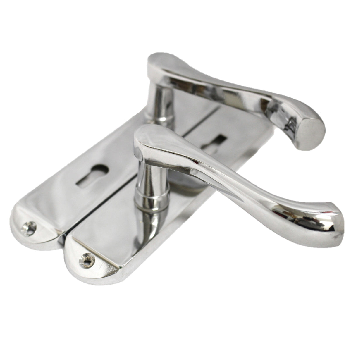 Marketplace JPG companion for Cadenza Door Handles on Backplate Chrome Scroll Lock Handle - 178mm X 38mm