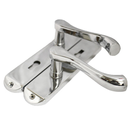 Marketplace JPG companion for Cadenza Door Handles on Backplate Chrome Scroll Lock Handle - 178mm X 38mm
