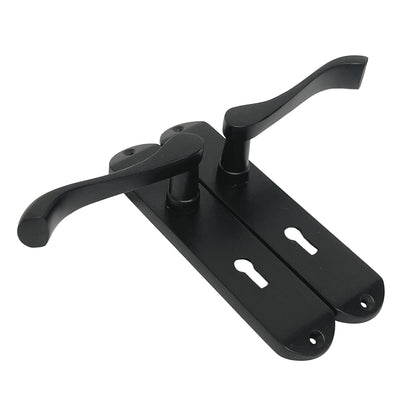 Marketplace JPG companion for Cadenza Door Handles on Backplate Matt Black Scroll Sash Lock Set